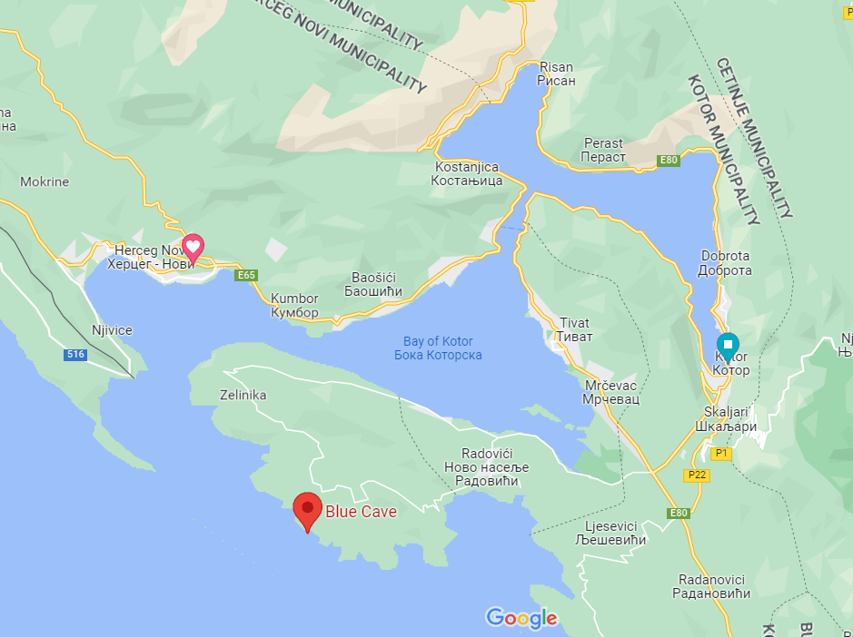 Map of location of the Blue Cave in Montenegro Ultimate Guide Visiting to the Blue Cave, Montenegro
