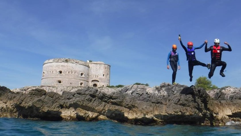 Jump near Fort Arza Coasteering on the Montenegro coast is a fantastic adventure!