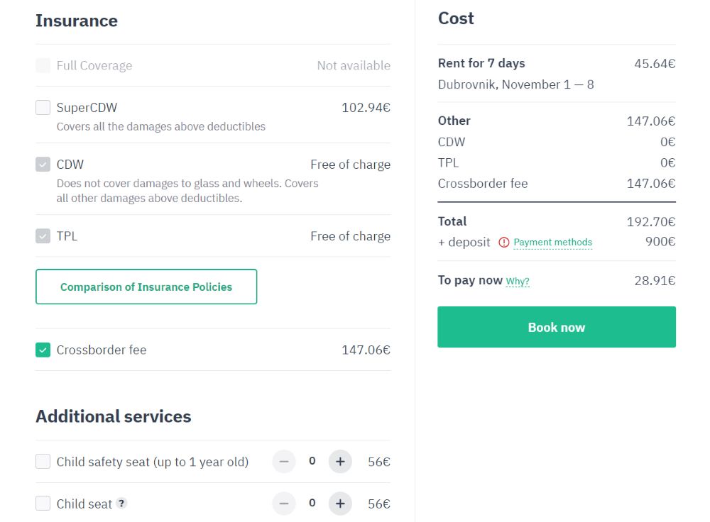 Localrent Dubrovnik to Montenegro car hire cross border fee Localrent Dubrovnik to Montenegro car hire cross border fee