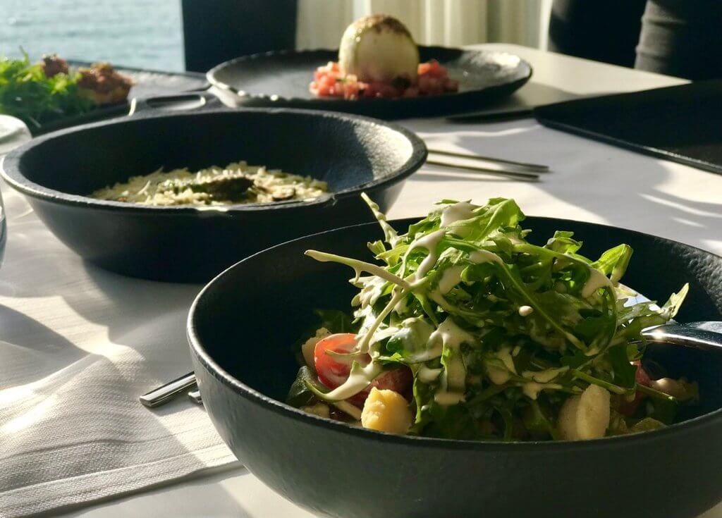 Octopus salad and black truffle risotto Dukley Beach Lounge, Budva, Montenegro