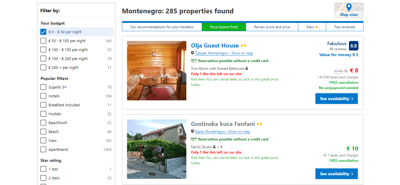 The Internet's Most Comprehensive List of Hostels in Montenegro