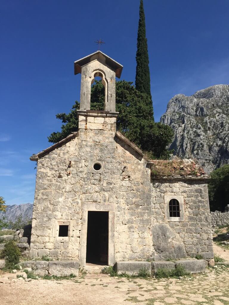 Church of St John Kotor walls walk up San Giovanni Fortress in Montenegro.