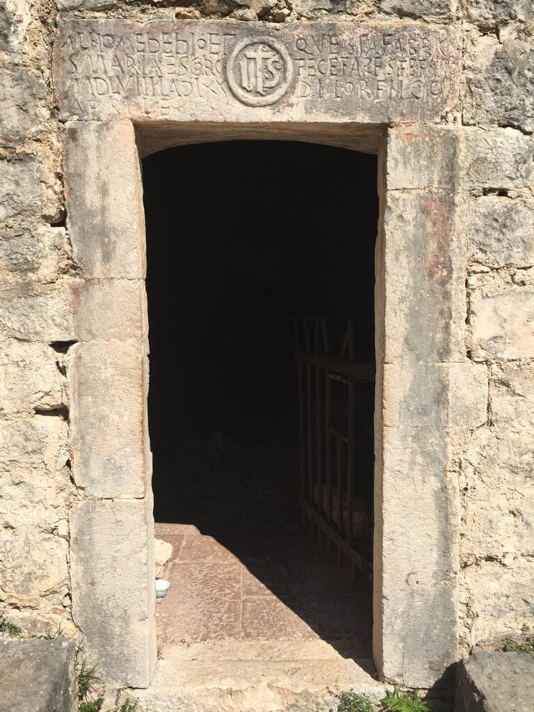 Church of St John door Kotor walls walk up San Giovanni Fortress in Montenegro.