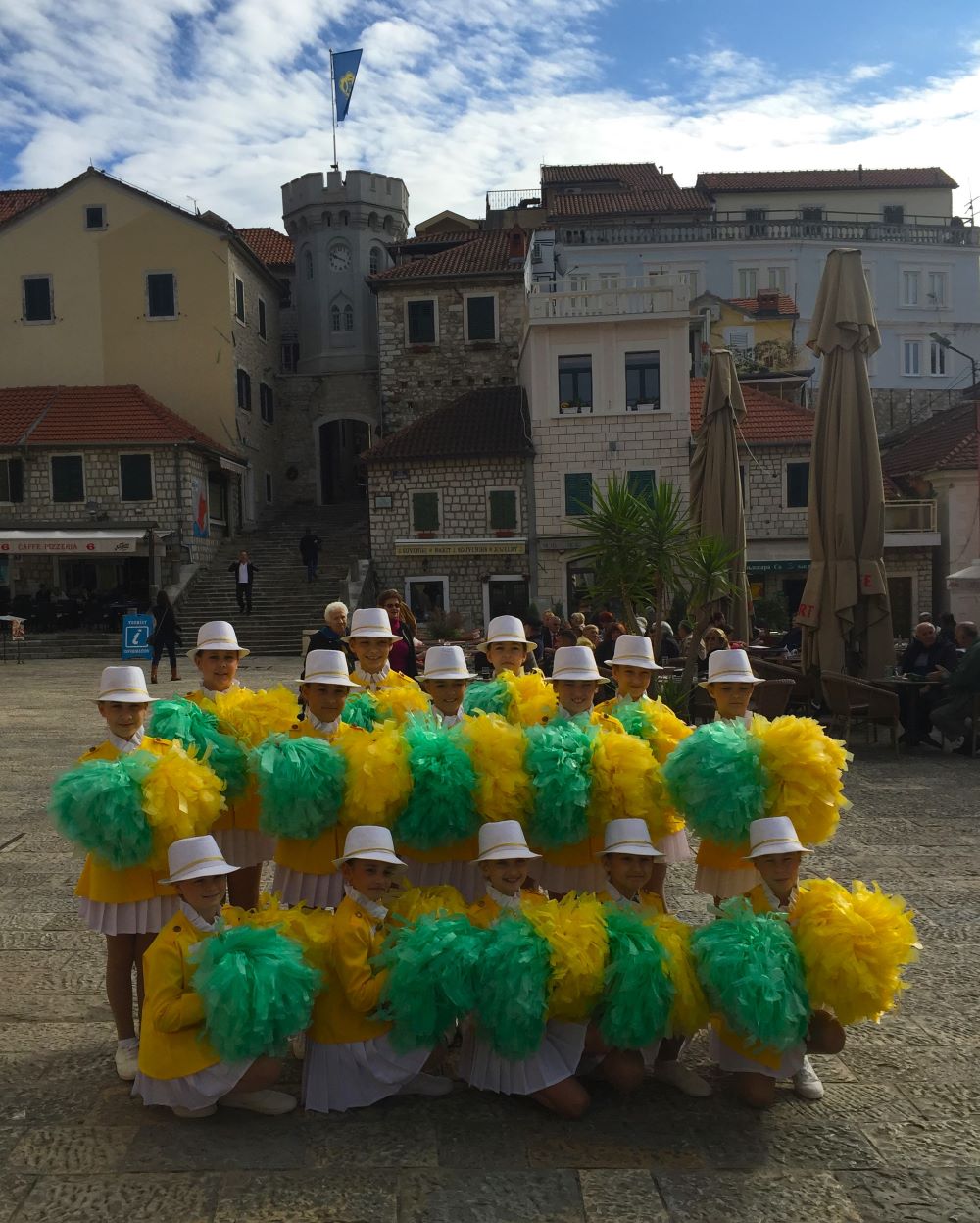 Marching girls at the Mimosa Festival in Herceg Novi Marching girls at the Mimosa Festival in Herceg Novi