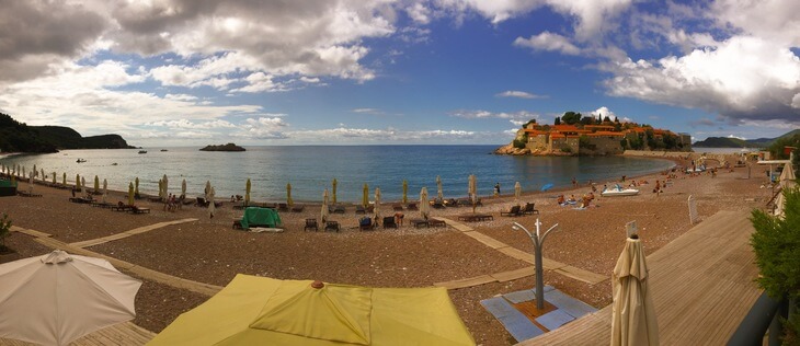 Free public beach at Sveti Stefan Free public beach at Sveti Stefan Montenegro.