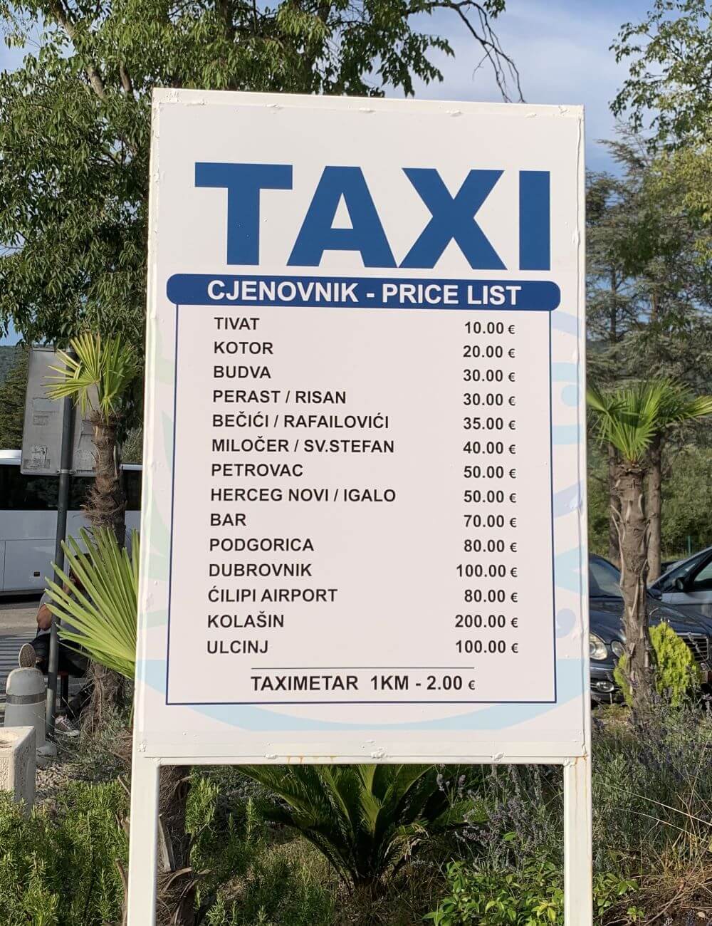 Tivat Airport Taxi Pricelist Tivat Airport Taxi Pricelist